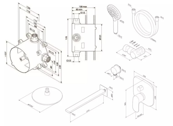 Душевой комплект Am.Pm FM001RH00